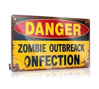 Funny Home Sign Zombie Outbreak: A Dangerous Infection Alert Tin Sign Funny Wall Signs Funny Warning Signs(20X30CM)