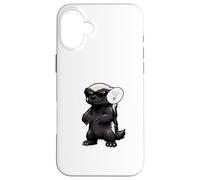 Funny Honey Badger Wearing Sunglasses Playing Badminton Case for iPhone 16 Plus