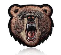 Funny Hook and Loop Embroidered Roaring Grizzly Bear Morale Patch | 3.15" x 3" Cute Animal DIY Meme Tactical Morale Patches for Backpacks, Dog Harnesses, Army Vests, Jackets, Jeans, Hats, Helmets