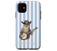Funny Hootenanny Owl Banjo Country Blue Stripes Aesthetic Case for iPhone 11