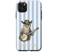 Funny Hootenanny Owl Banjo Country Blue Stripes Aesthetic Case for iPhone 11 Pro Max