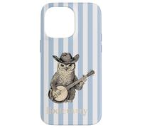 Funny Hootenanny Owl Banjo Country Blue Stripes Aesthetic Case for iPhone 14 Pro Max