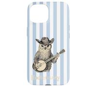 Funny Hootenanny Owl Banjo Country Blue Stripes Aesthetic Case for iPhone 15