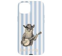 Funny Hootenanny Owl Banjo Country Blue Stripes Aesthetic Case for iPhone 15 Plus