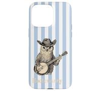 Funny Hootenanny Owl Banjo Country Blue Stripes Aesthetic Case for iPhone 15 Pro Max
