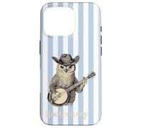 Funny Hootenanny Owl Banjo Country Blue Stripes Aesthetic Case for iPhone 16 Pro