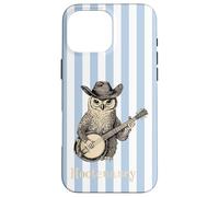 Funny Hootenanny Owl Banjo Country Blue Stripes Aesthetic Case for iPhone 16 Pro Max