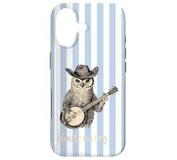 Funny Hootenanny Owl Banjo Country Blue Stripes Aesthetic Case for iPhone 17
