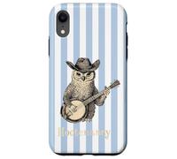 Funny Hootenanny Owl Banjo Country Blue Stripes Aesthetic Case for iPhone XR