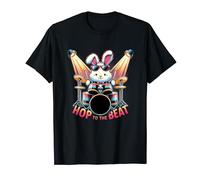 Funny Hop To The Beat Drumming Rabbit Bunny Drummer T-Shirt