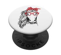 Funny Horse Bandana Buffalo Headband Plaid and Glasses PopSockets Adhesive PopGrip