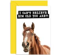 Funny Horse Birthday Card for Him or Her - 'Can't Believe You're How Old' Humorous Birthday Card for Men Women - Funny Horse Birthday Card for Sister Brother Mum Dad - Hilarious Horse Card