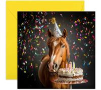 Funny Horse Birthday Greeting Cards for Men and Women - Photo Artwork Birthday Cards - For Dad Mum Son Brother Uncle - Cute Silly Birthday Card | Blank Inside with envelope