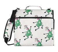 Funny Horse Dancing White Green 1.5-Inch 3-Ringing Zippered Binder Bag with Handle and Removable Shoulder Strap Includes Zip Pocket Document Organizer Bag for School/Office Carpeta con bolsillo
