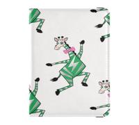 Funny Horse Dancing White Green Leather passport holder for travel family for travel Vaccine Case Protector Cover Travel Passport Wallet With Vaccination Card Slot for women Waterproof
