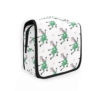 Funny Horse Dancing White Green Travel Bag Toiletry kit with Hanging Hook Foldable Brush Bag Trip