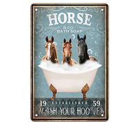 Funny Horse Decor Horse Bathroom Decor Metal Sign Horse Poster Decor Wall Art Horse Stuff Farmhouse Decor Sign Vintage Horse Accessories Bathtub Decor Horse Lovers Gifts Home Wall Decor 8x12 Inch