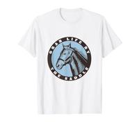 Funny Horse Grab Life by the Saddle Value Graphic T-Shirt, Men, White, M