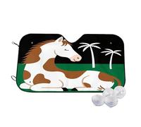 Funny Horse Green Black Wind Sun Shade for Car Sun Visor Foldable Vehicle Sunshade 30x55 Inch