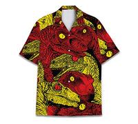 Funny Horse Hawaiian Shirts for Men Women, Love Horse Racing Hawaiian Summer Short-Sleeve Casual Relaxed-Fit Button-Down, Dinosaur 1, Medium
