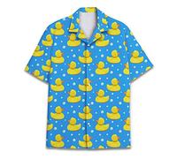 Funny Horse Hawaiian Shirts for Men Women, Love Horse Racing Hawaiian Summer Short-Sleeve Casual Relaxed-Fit Button-Down, Duck 2, XXL