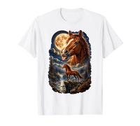 Funny Horse Howling to The Moon Meme Mystical Horse Art Value Graphic T-Shirt, Men, White, M