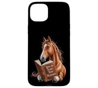 Funny horse motif with book how to train your human, idea Case for iPhone 15 Plus