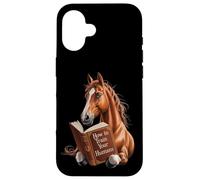 Funny horse motif with book how to train your human, idea Case for iPhone 16