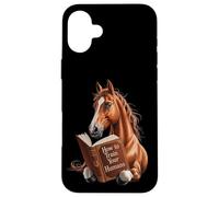 Funny horse motif with book how to train your human, idea Case for iPhone 16 Plus