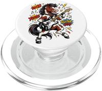 Funny Horse Pony Piebald Playing Electric Guitar PopSockets PopGrip for MagSafe