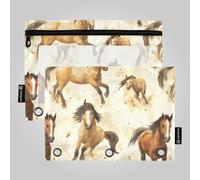 Funny Horse Wasteland Style Rings Binder Pocket 3 Hole Pocket for Three Rings Binder Pockets with Three Rings for Office Office Document Organizer