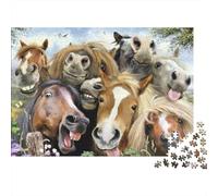 Funny Horses-Cartoon Animal Humor Jigsaw Puzzles 1000 Pieces in Thick Cardboard Jigsaws with Mindfulness Puzzles for Brain Teasers for Adults As Birthday Gifts for Women/Men 52x38cm/1000pcs