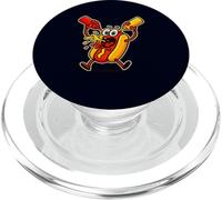 Funny Hot-Dog Cartoon With Ketchup and Mustard Food Lover PopSockets PopGrip for MagSafe