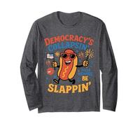 Funny Hot Dog Democracy's Collapsing 4th July Long Sleeve T-Shirt