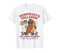 Funny Hot Dog Democracy's Collapsing 4th July T-Shirt