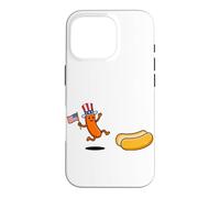 Funny Hot Dog Freedom Dive Uncle Sam Hotdog Jumping Into Bun Case for iPhone 16 Pro