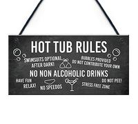 RED OCEAN Funny Hot Tub Rules Sign Perfect Hot Tub Accessories Garden Sign Home Gift
