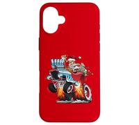 Funny Hotrod Santa Claus Christmas Holiday Car Cartoon Case for iPhone 16 Plus
