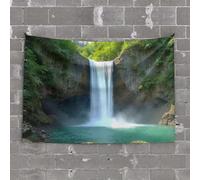 Funny House Decor A Picturesque Waterfall Cascades Down A Lush, Green Cliff Into A Serene Pool Below Tapestry Man Cave Decor and Accessories Funny Tapestry(75X100CM)