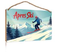 Funny House Decor Apres Ski: Winter Adventure Awaits! Wooded Sign Holiday Porch Sign Boys Bedroom Decorations(20X30CM)