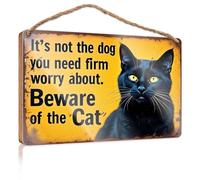 Funny House Decor Caution: Beware Of The Cat Wooden Sign Front Porch Fall Decor Porch Signs Outdoor(23X35CM)