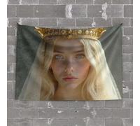 Funny House Decor Golden Crown, Serene Face, Regal Beauty Tapestry Cool Room Accessories for Teens Boys Man CABE Deco(100X150CM)