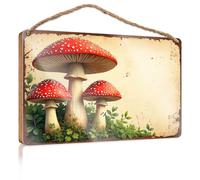 Funny House Decor Red Mushrooms with White Spots in The Forest Mancave Signs and Decor Fall Porch Sign(23X35CM)