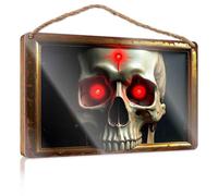 Funny House Signs Glowing Red Eyes Of A Mechanical Skull Wooded Sign Teen Stuff Fall Porch Decor(20X30CM)