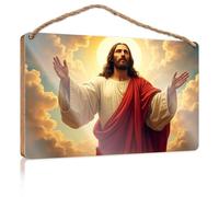 Funny House Signs Jesus In Glory: A Heavenly Vision Wooden Sign Door Hanging Decoration Restroom Decor(15X28CM)