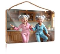 Funny House Signs Twins Dancing in The Kitchen Wooden Sign Chill Wood Sign Kitchen Wall Decor(23X35CM)