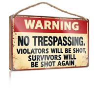 Funny House Signs Warning: No Trespassing, Violators Shot! Wooden Sign Chill Wood Sign Kitchen Wall Decor(23X35CM)