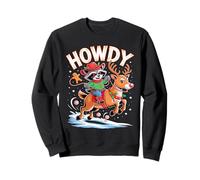 Funny Howdy Christmas Raccoon Cowboy Riding Reindeer Sweatshirt