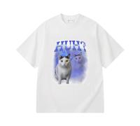 Funny Huh Meme Cat T-Shirt Joke Prank Gag Goofy Ahh Silly Cats Saying Graphic Tees Black/White Shirts