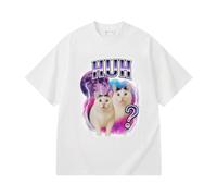 Funny Huh Meme Cat T-Shirt Joke Prank Gag Goofy Ahh Silly Cats Saying Graphic Tees Black/White Shirts